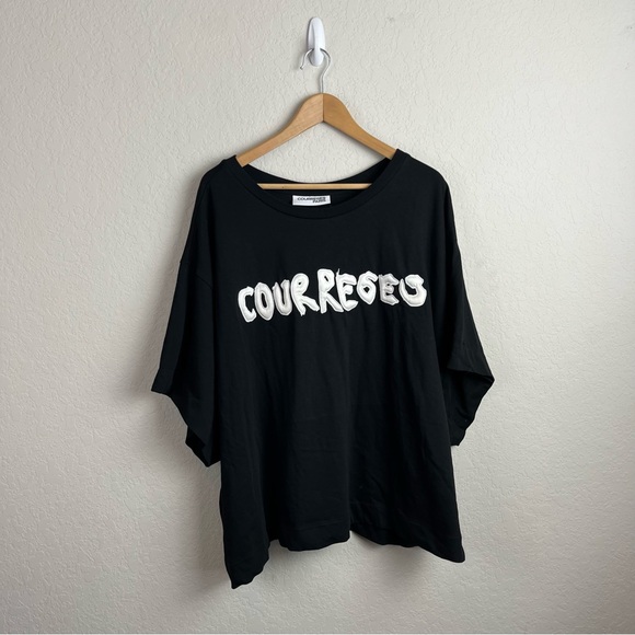 Courreges T Shirt Crew Neck Graphic Oversized Shirt Top - Picture 2 of 12
